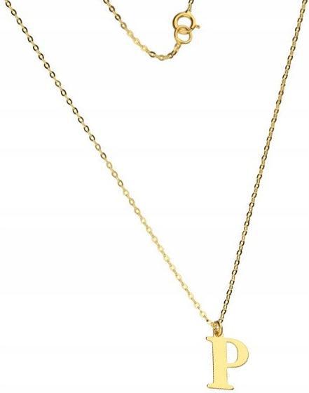 Zlatý náhrdelník 585 řetízek s písmenem P 1,0 g, jemný jako dárek