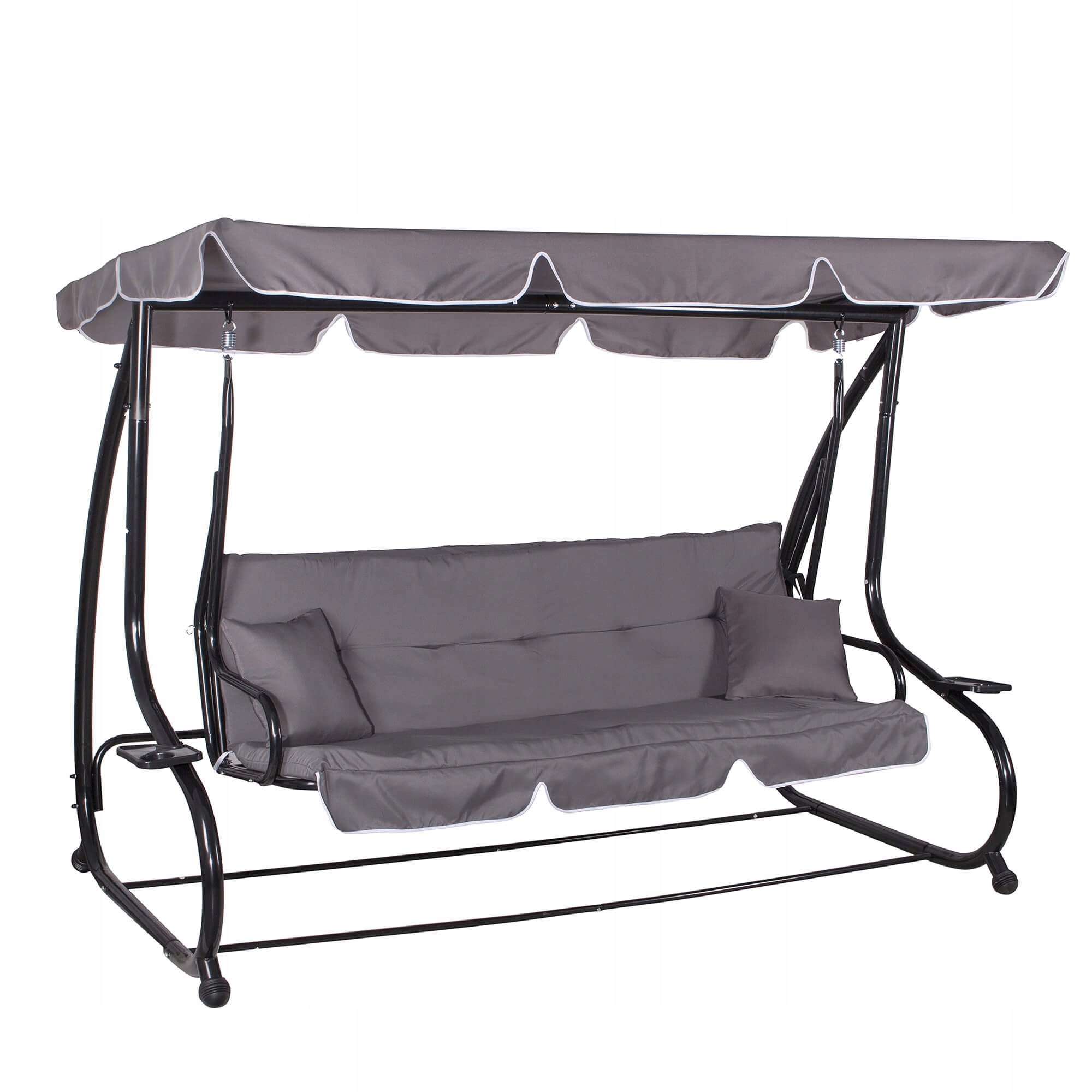 Ogrodowa Huśtawka Bujana 4-Osobowa Rozkładana 2w1 Ławka+ Daszek Poduszki