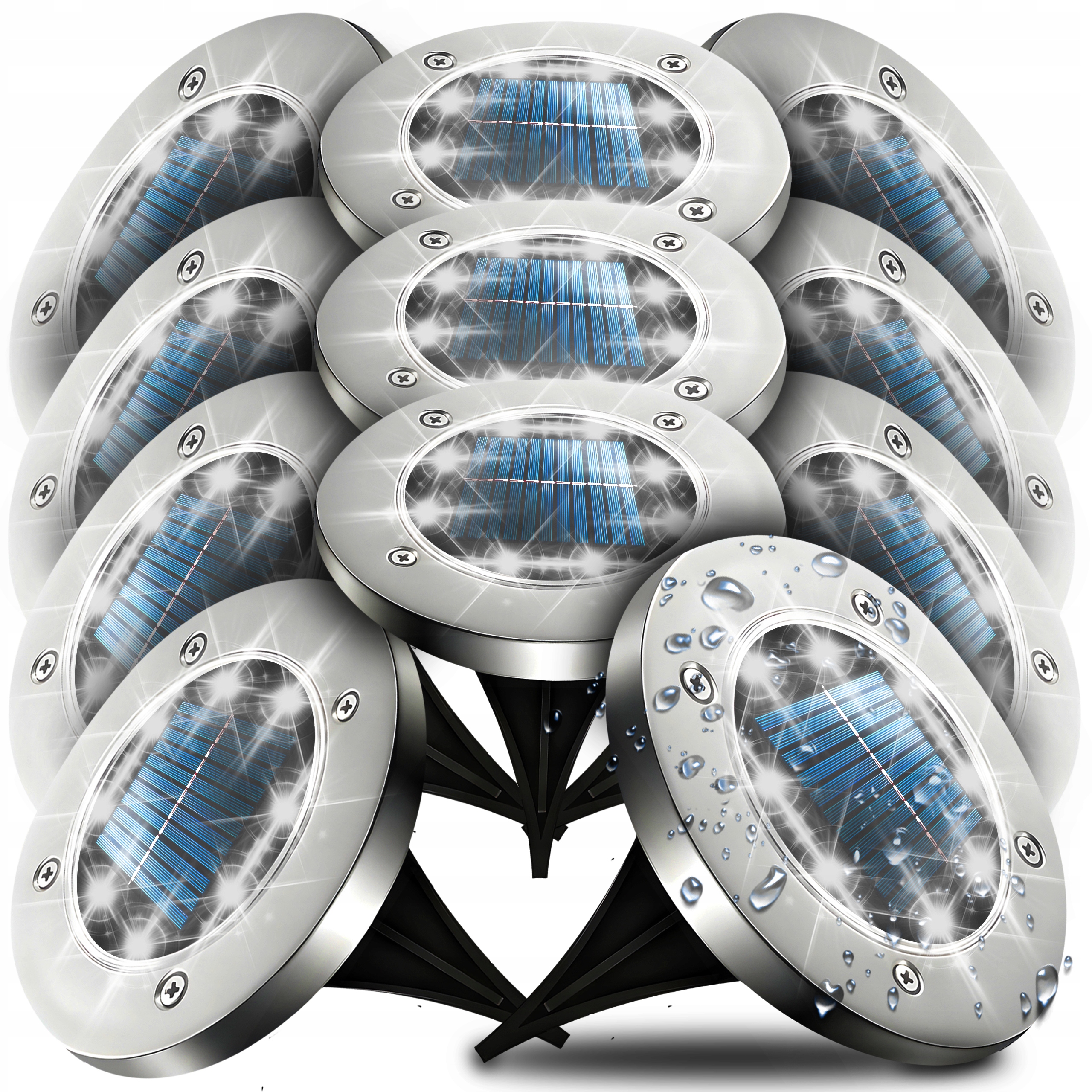 12X Lampa Solarna Wbijana Ogrodowa Led Gruntowa Najazdowa Czujnik Zmierzchu