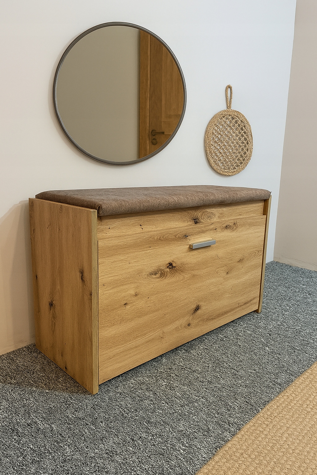 skrinka na topánky s sedadlom, obuv 85 cm, dub artisan