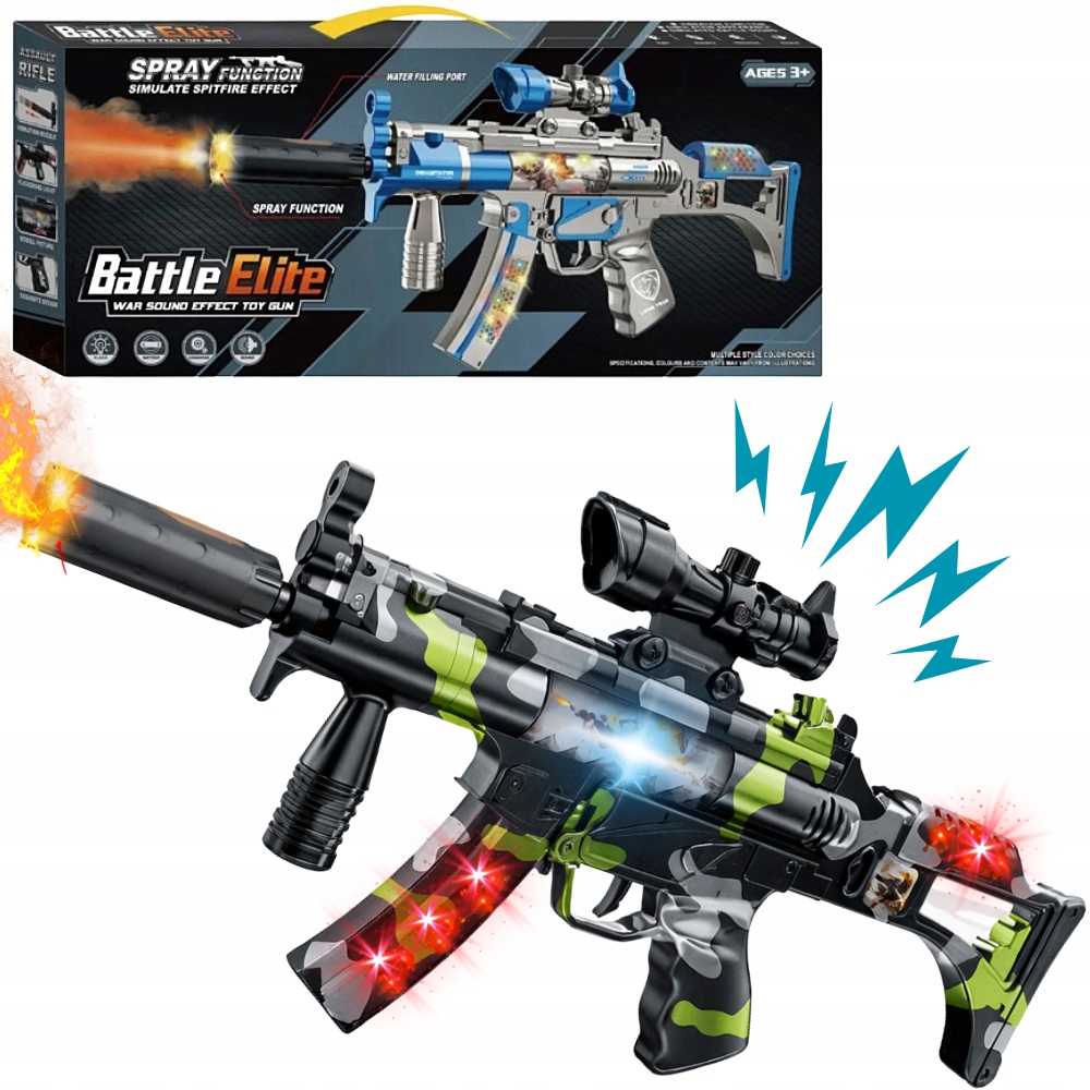 DUŻY KARABIN PISTOLET 48 CM NA BATERIE Z PARĄ ŚWIATŁO 3D DŹWIĘK ŚWIECĄCY