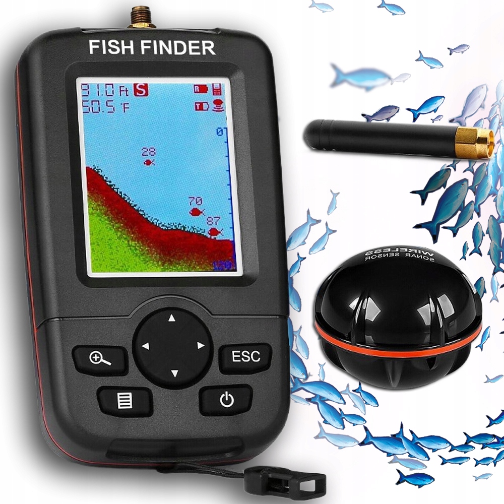 Echosonda Fish Finder Sonar Wykrywacz Ryb Wędkarska Bezprzewodowa Detektor