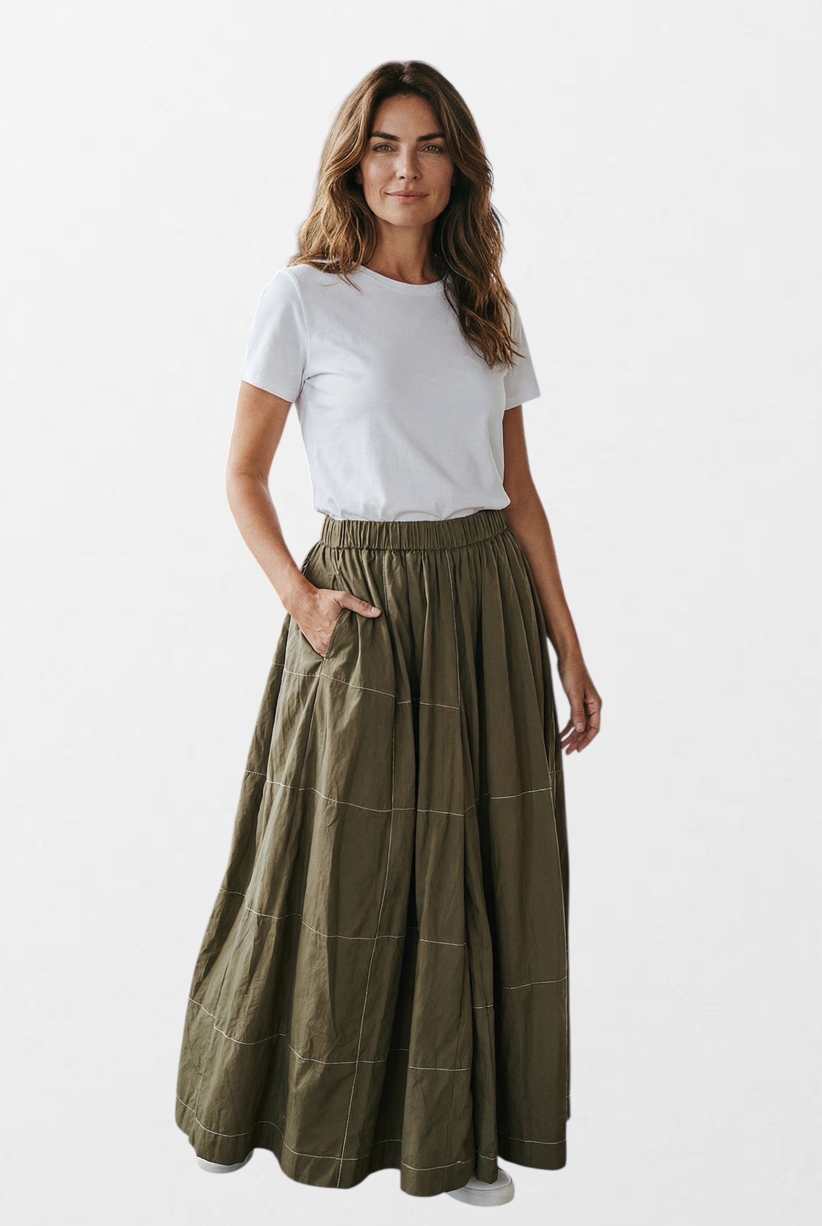 Dámské elegantní široké khaki kalhoty Wendy Trendy