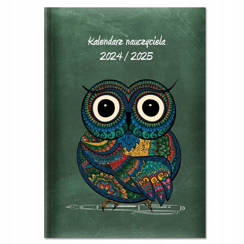 KALENDARZ NAUCZYCIELA 2024/2025 TERMINARZ PEDAGOG A5 DZIENNY WZÓR SOWA