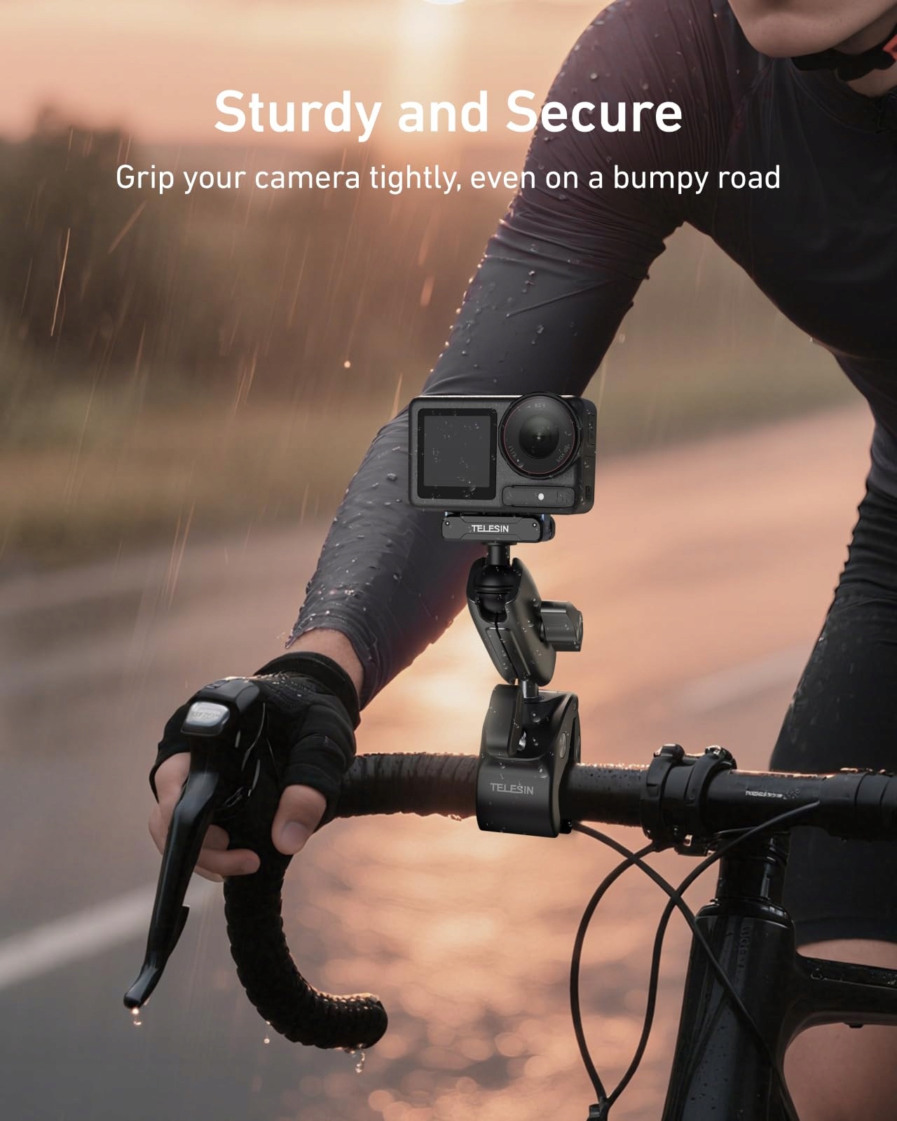 TELESIN Uchwyt Rowerowy Motocyklowy Do DJI Action 6 5 Pro Osmo 360 9-38 mm — miniatura 7