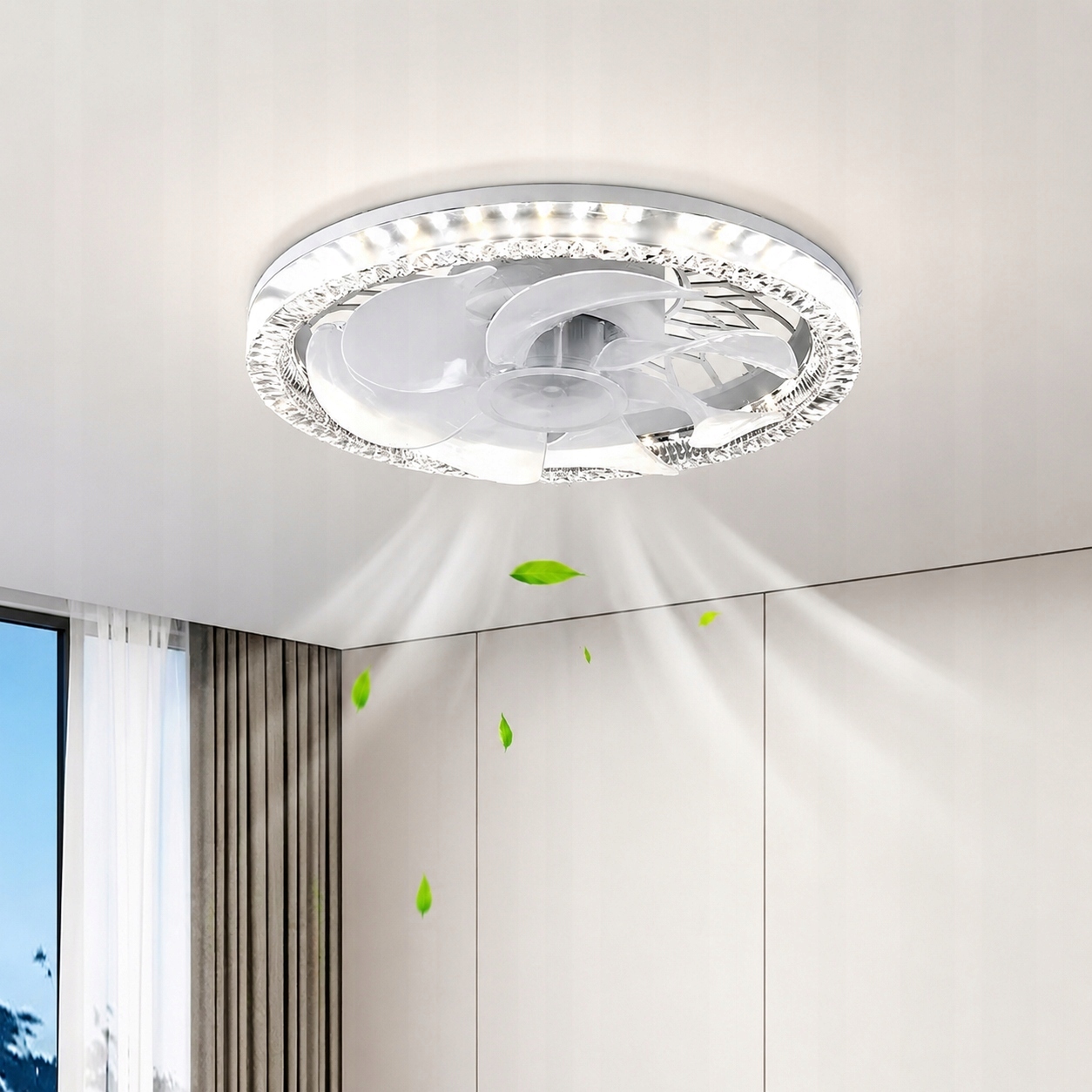 Stropní lustr s Led ventilátorem 50W, závěsná lampa s dálkovým ovládáním