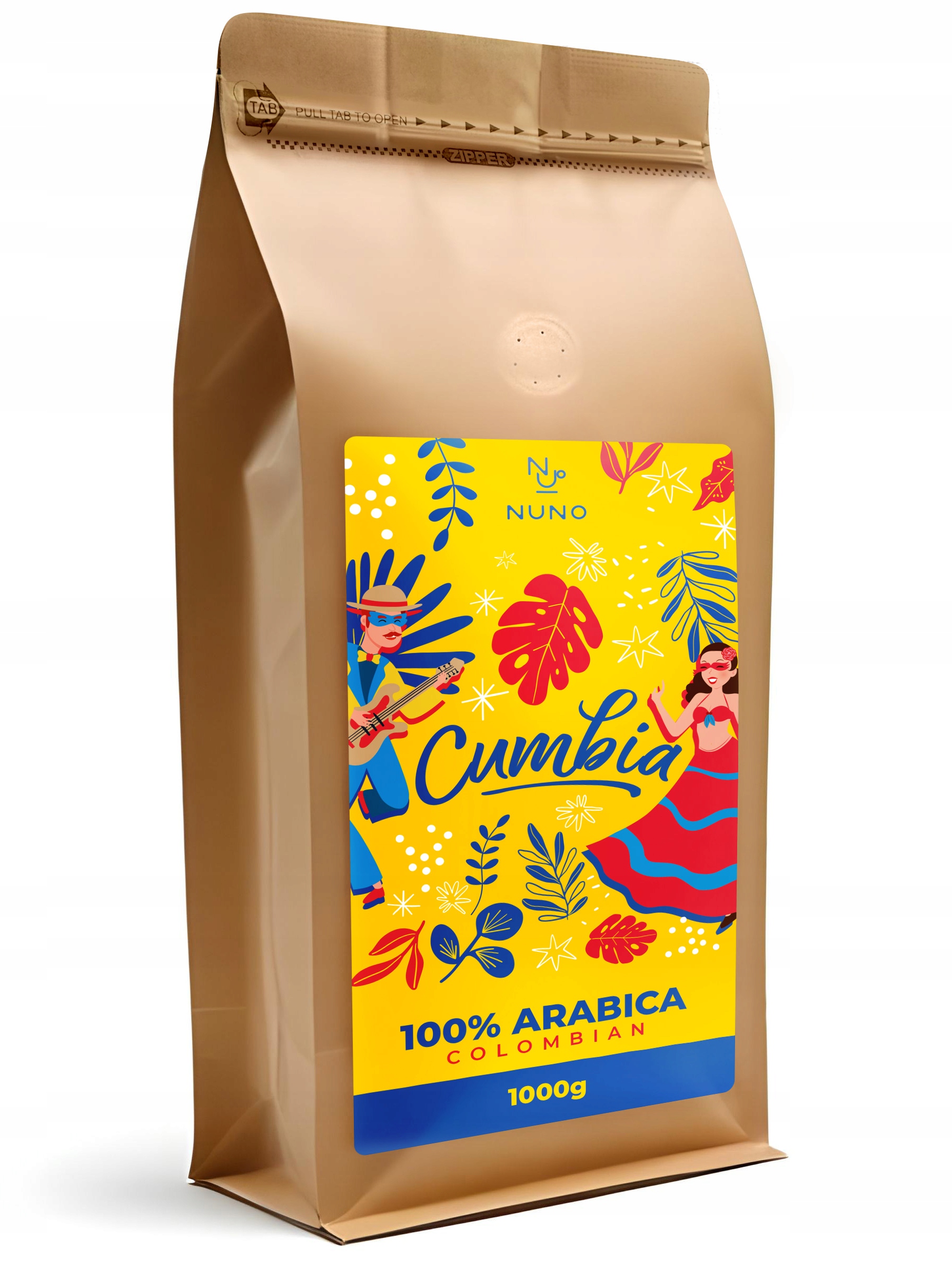 Káva zrnková 100% Arabica Nuno Cumbia Colombia 1 kg, Čerstvě pražená