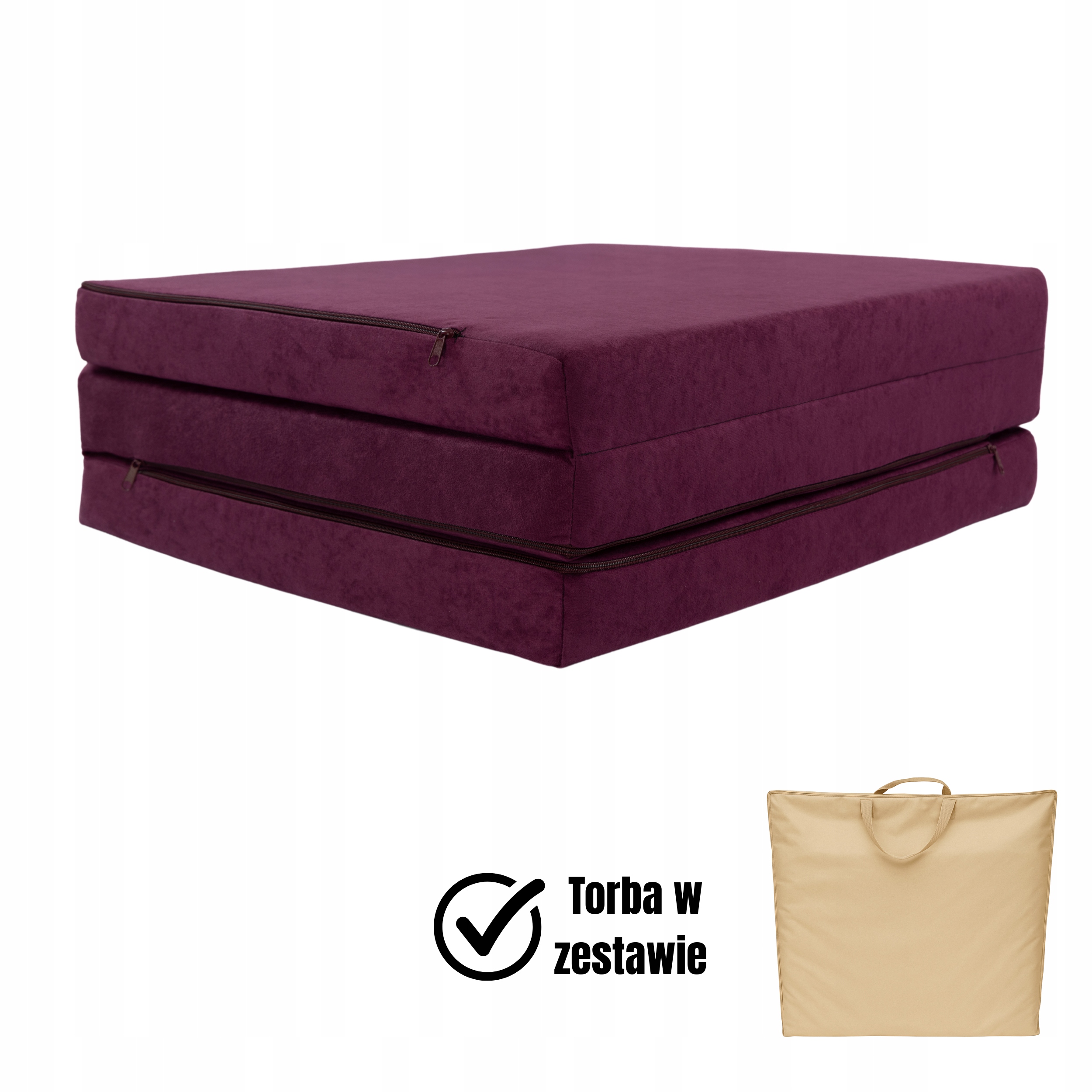 Materac Rozkładany Składany Turystyczny Kemping Dom Kamper 180x65x7 Fiolet