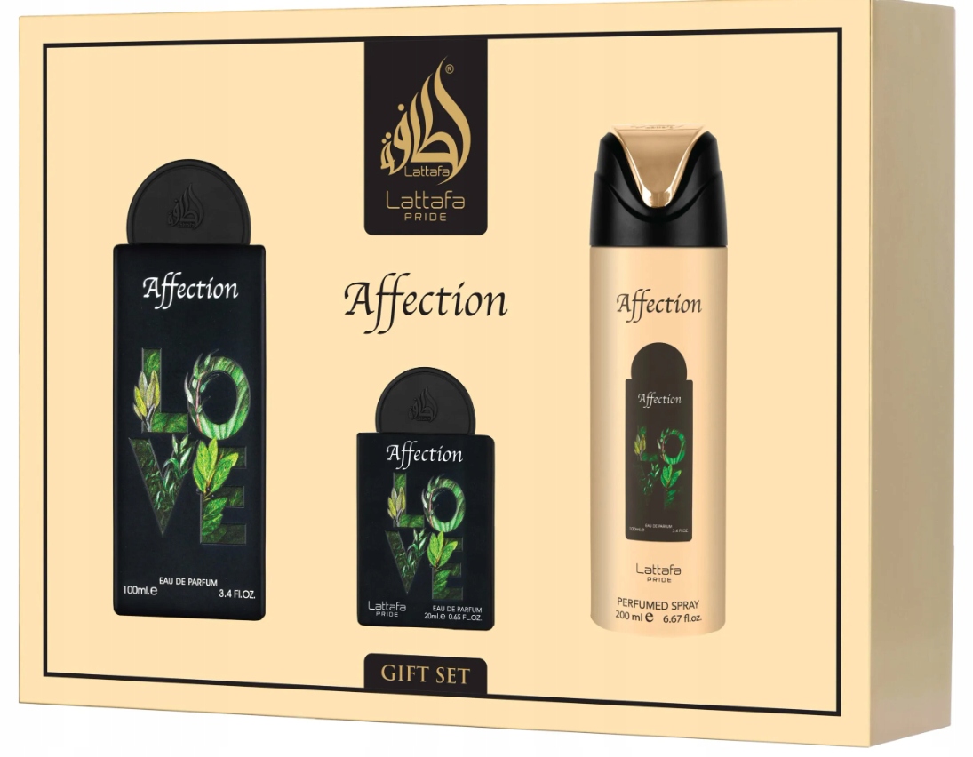 Lattafa Affection Edp 100ML 20ML Deo 200 ML dárková sada unisex