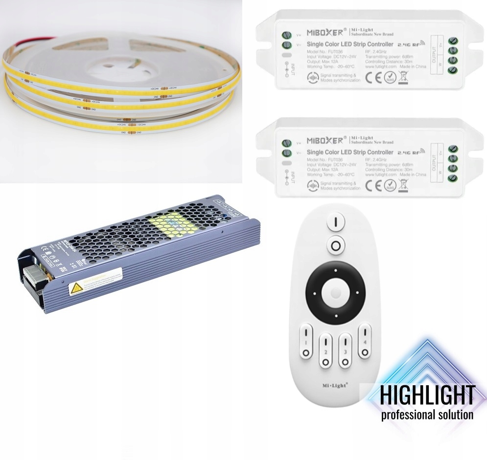 Zestaw 30m oświetlenie sufit Cob 528chips 15W 24V barwa do wyboru