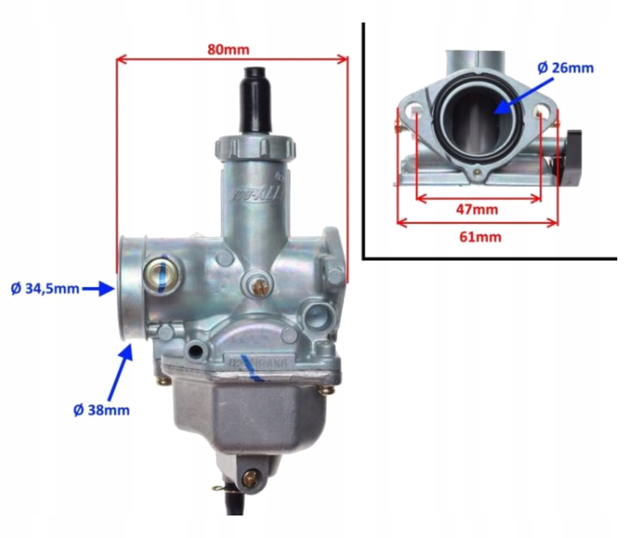 JUNAK ROMET ZETKA ZIPP RAVEN VZ 125 150 Barton GB Motors Gaźnik PZ26 Ssanie Numer katalogowy części W2301043