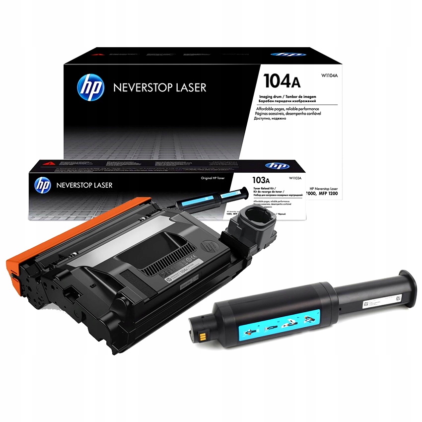 HP NEVERSTOP LASER MFP BĘBEN 104A + TONER 103A 1000A 1000W 1200A 1200W