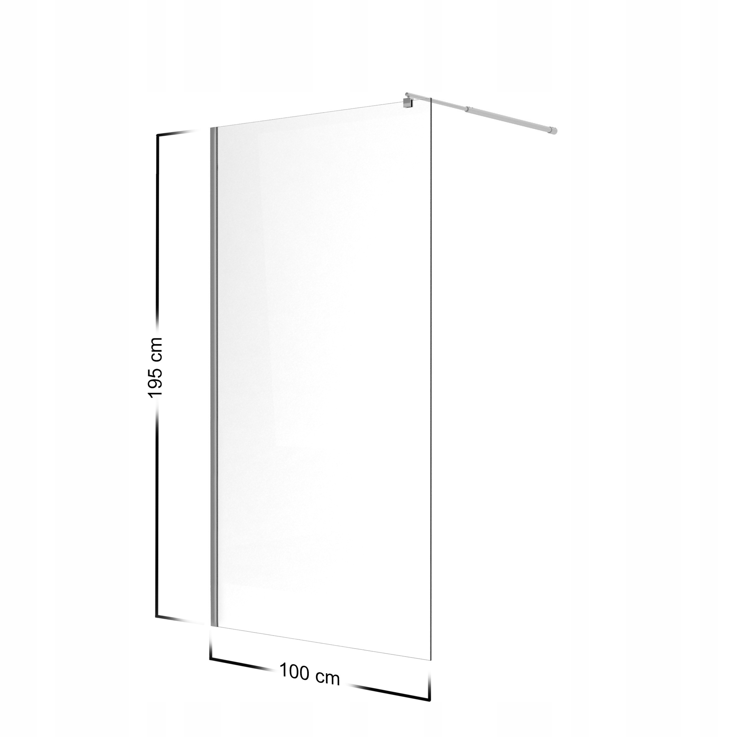 ŚCIANKA SZYBA PRYSZNICOWA WALK-IN 100 CM CHROM DRZWI KABINA SZKŁO 8MM ESG Szerokość produktu 100 cm