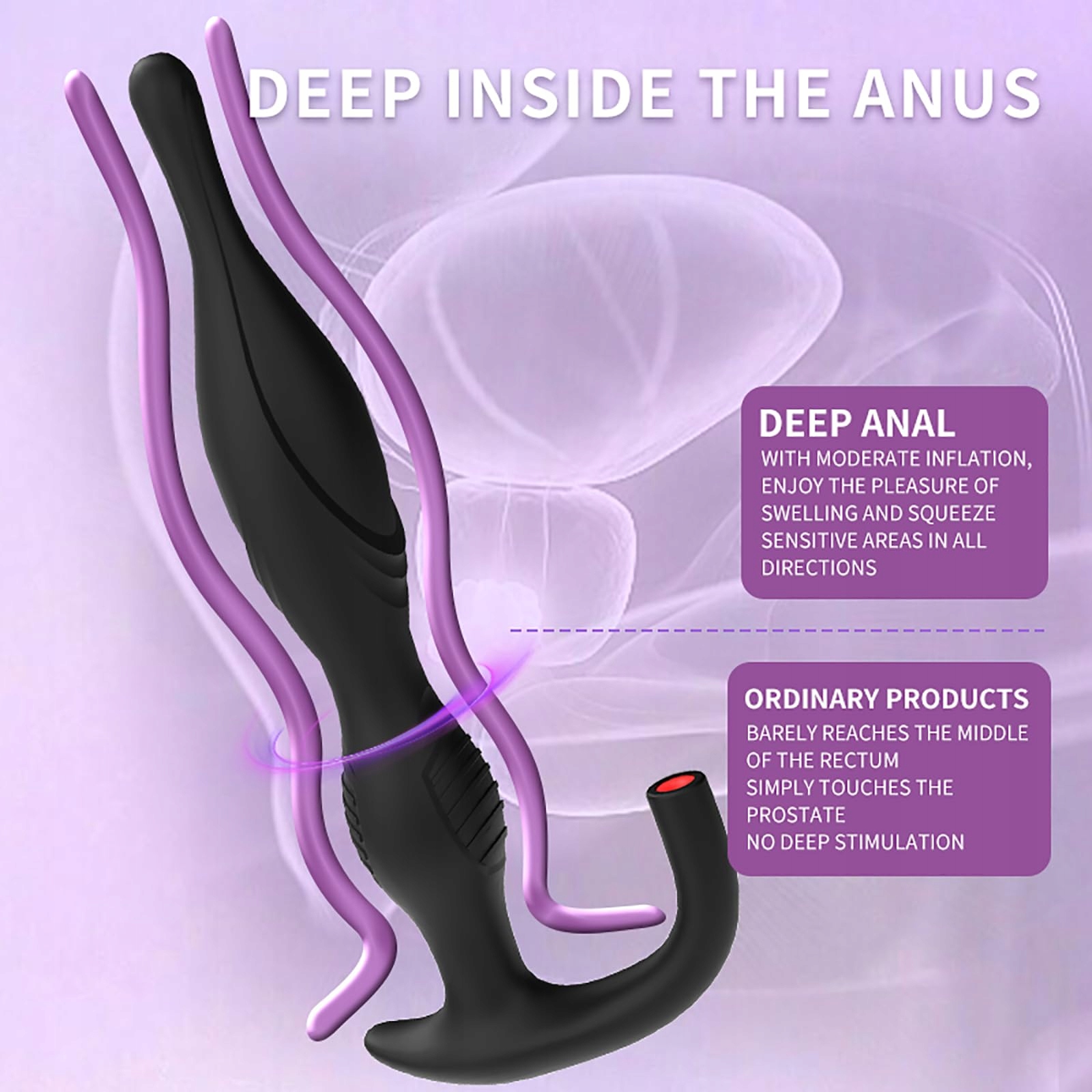 LYAMAIS Dmuchany Korek Analny 24cm Regulowany Masażer Prostaty Dla Par — miniatura 5