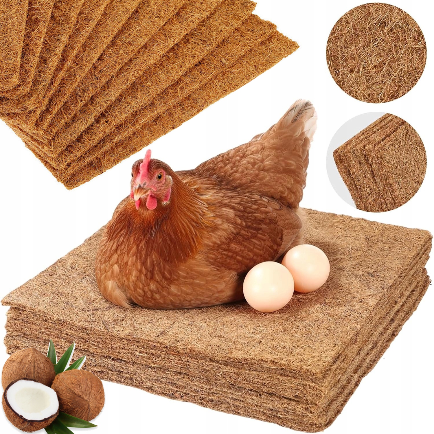 Levně Kokosová Podložka 50 X 30 CM 10 X Klece Králíka Křečka Prasátka Přírodní Podklad