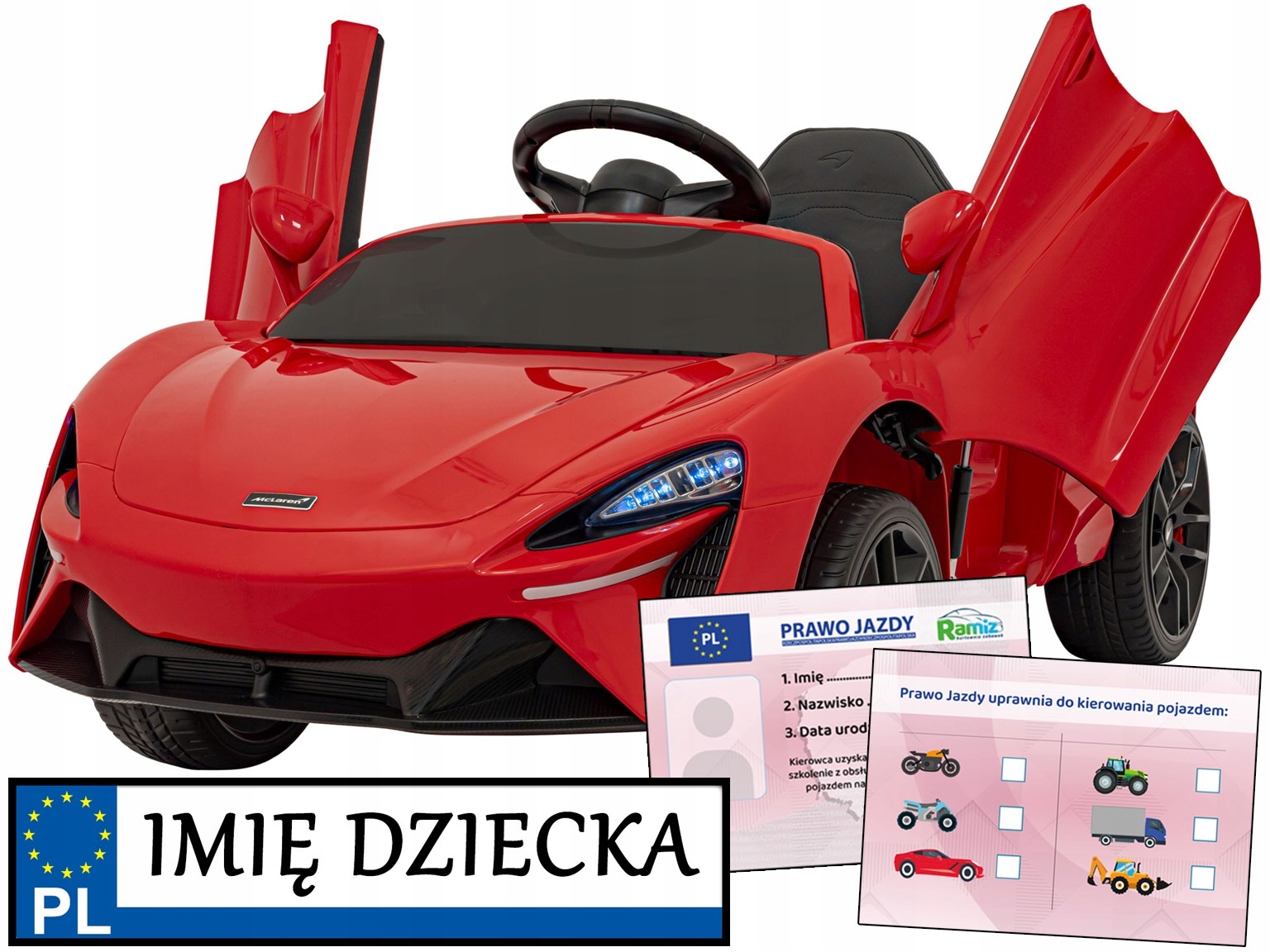 Autko McLaren Artura pojazd elektryczny dla dzieci Miękkie Koła Ekoskóra