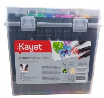 MARKERY PERMANENTNE DWUSTRONNE KAYET 60 KOLORÓW EAN (GTIN) 5609288267355