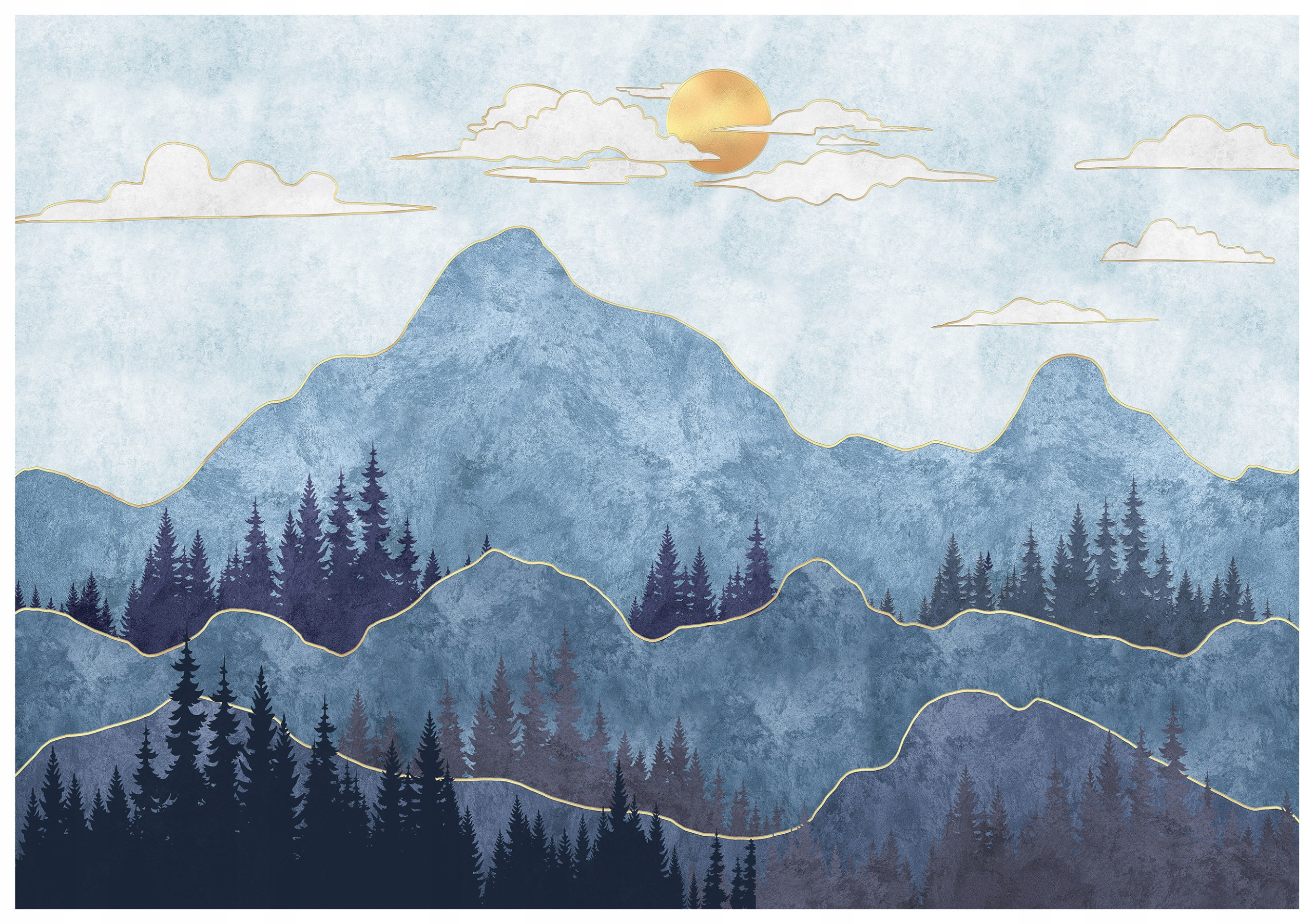 Fototapeta Hory a les na slunci relaxace 350x250 do pokoje a ložnice lepidlo