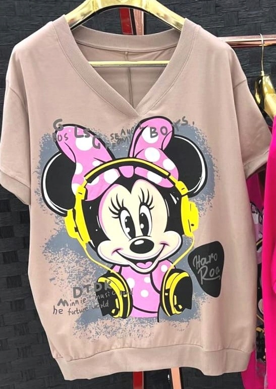 Wawa Premium bluzka Plus size Uni do 48/50 bawełna beżowa myszka mini baby