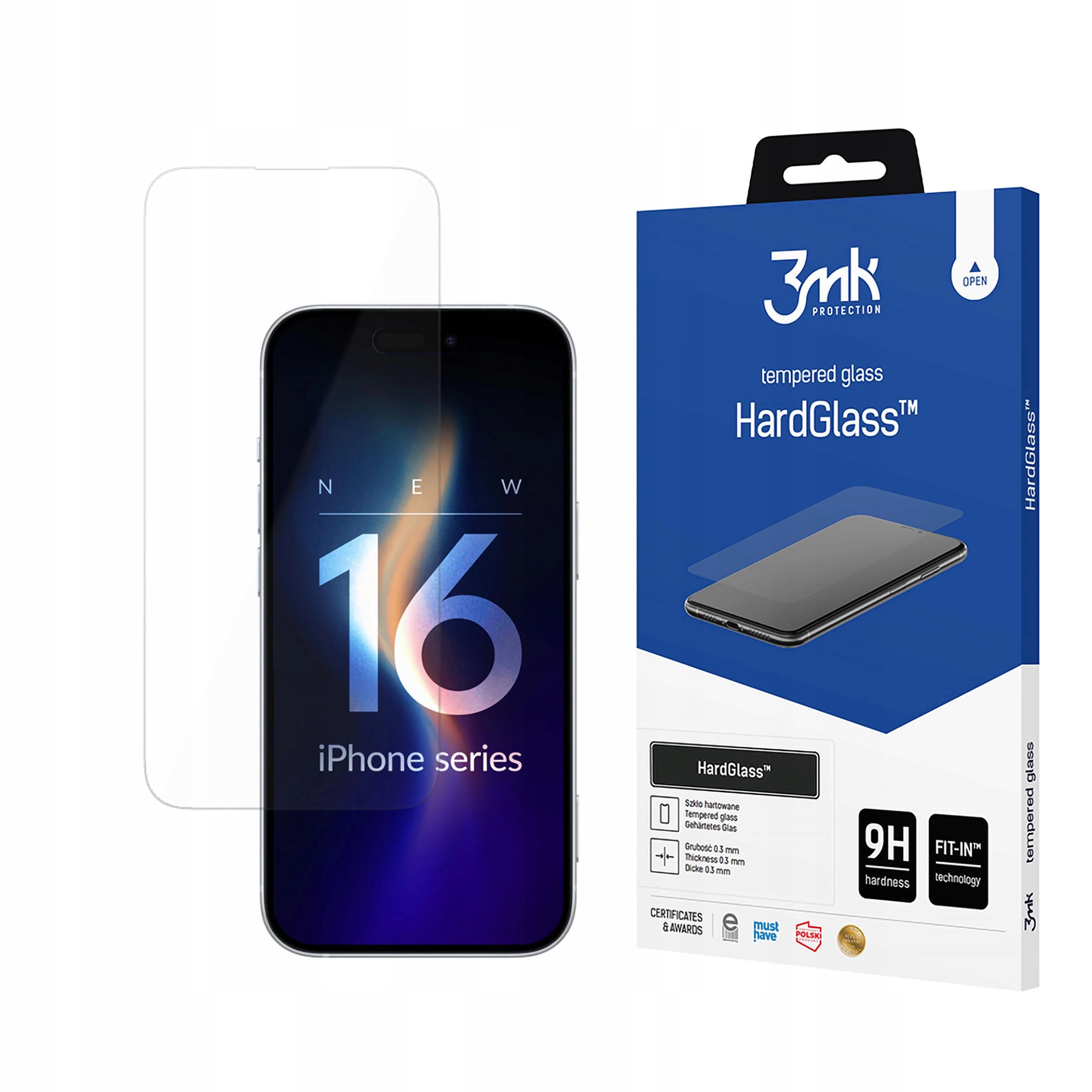Szkło Hartowane 3MK do Apple iPhone 16 Folia Ochronna HardGlass Szkiełko 9H