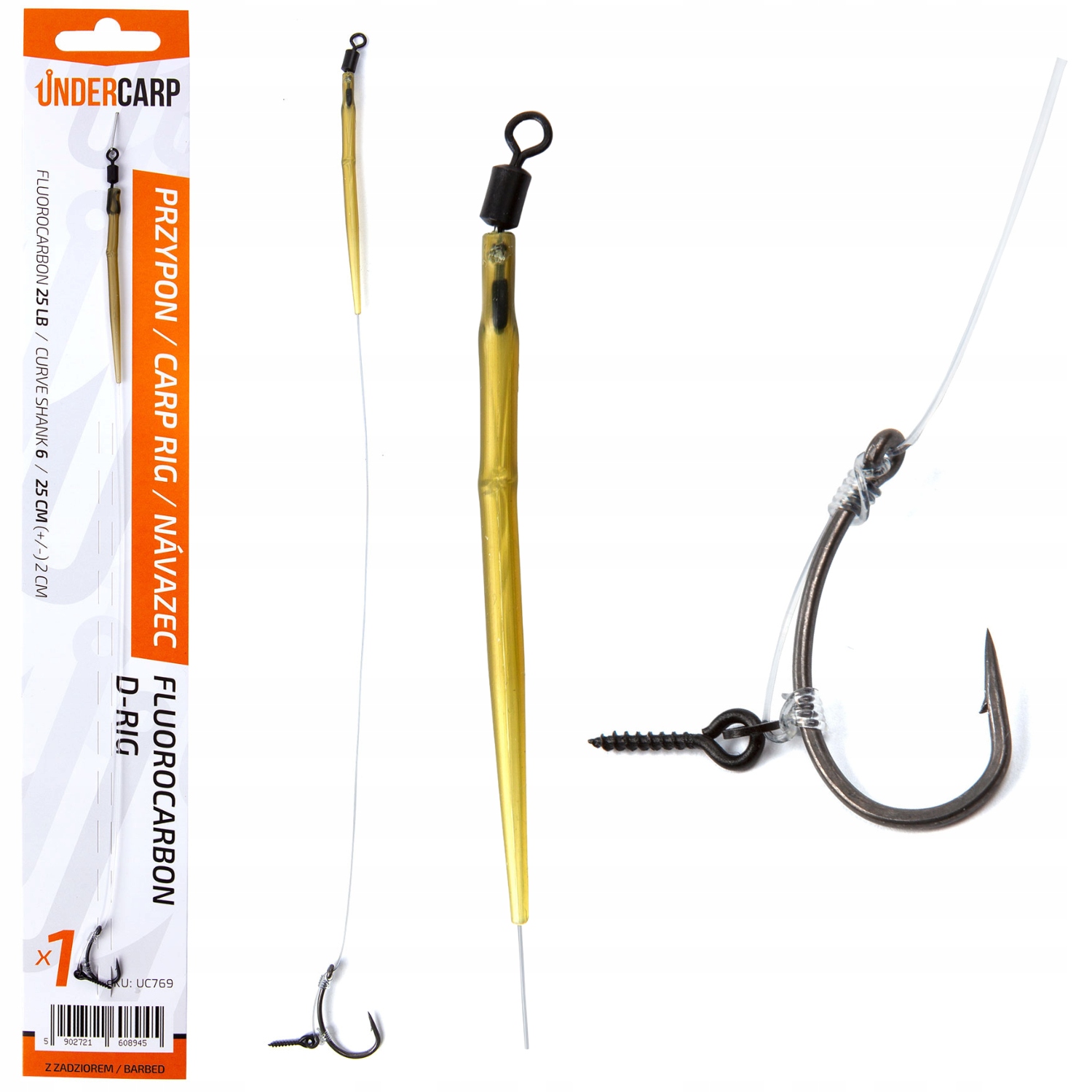 Undercarp Przypon Karpiowy Fluorocarbon D-rig – Haczyk Nr 6
