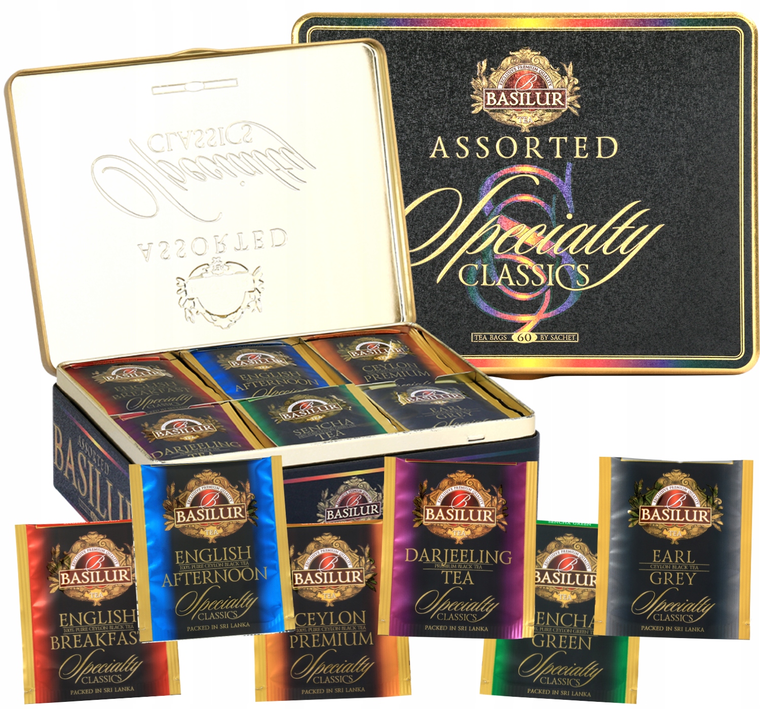 Levně Sada Čajů 6 Příchutí Basilur Specialty Classics S Displejem Dárek 60 ks