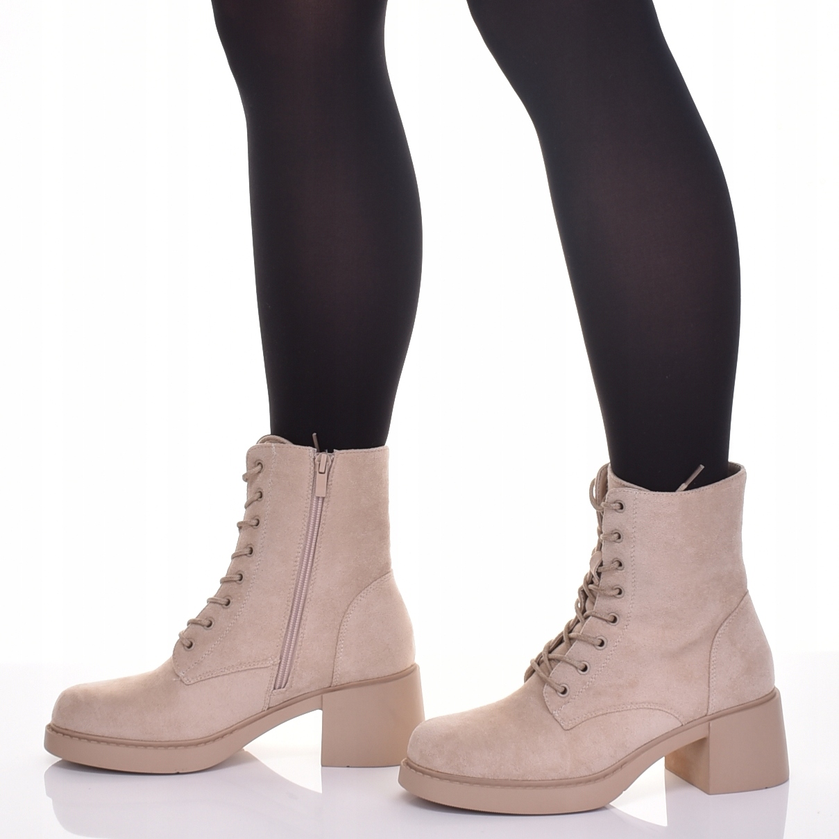 DAMSKIE BOTKI ZAMSZOWE KLASYCZNE NA WIOSNĘ DELIKATNIE OCIEPLONE Marka bez marki