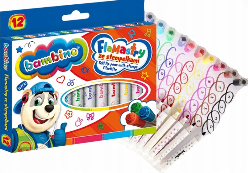 

Flamastry ze stempelkami Bambino
