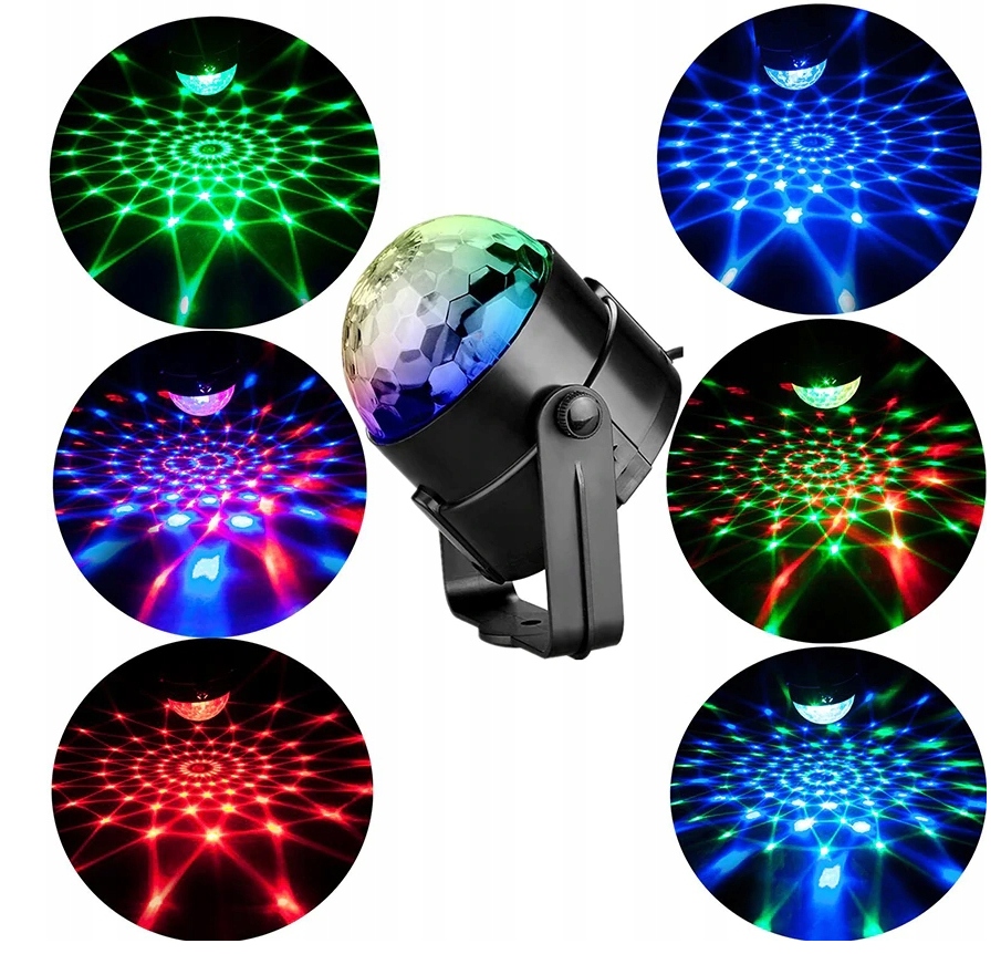 PROJEKTOR DYSKOTEKOWY KULA DISCO OBROTOWA LASER REFLEKTOR LED RGB + PILOT Model KULA DYSKOTEKOWA IMPREZOWA