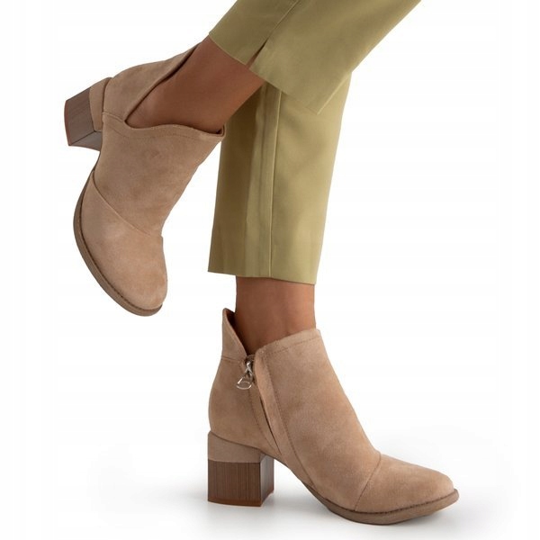 

A6100-63 Khaki Jasnobrązowe Botki Damskie 41