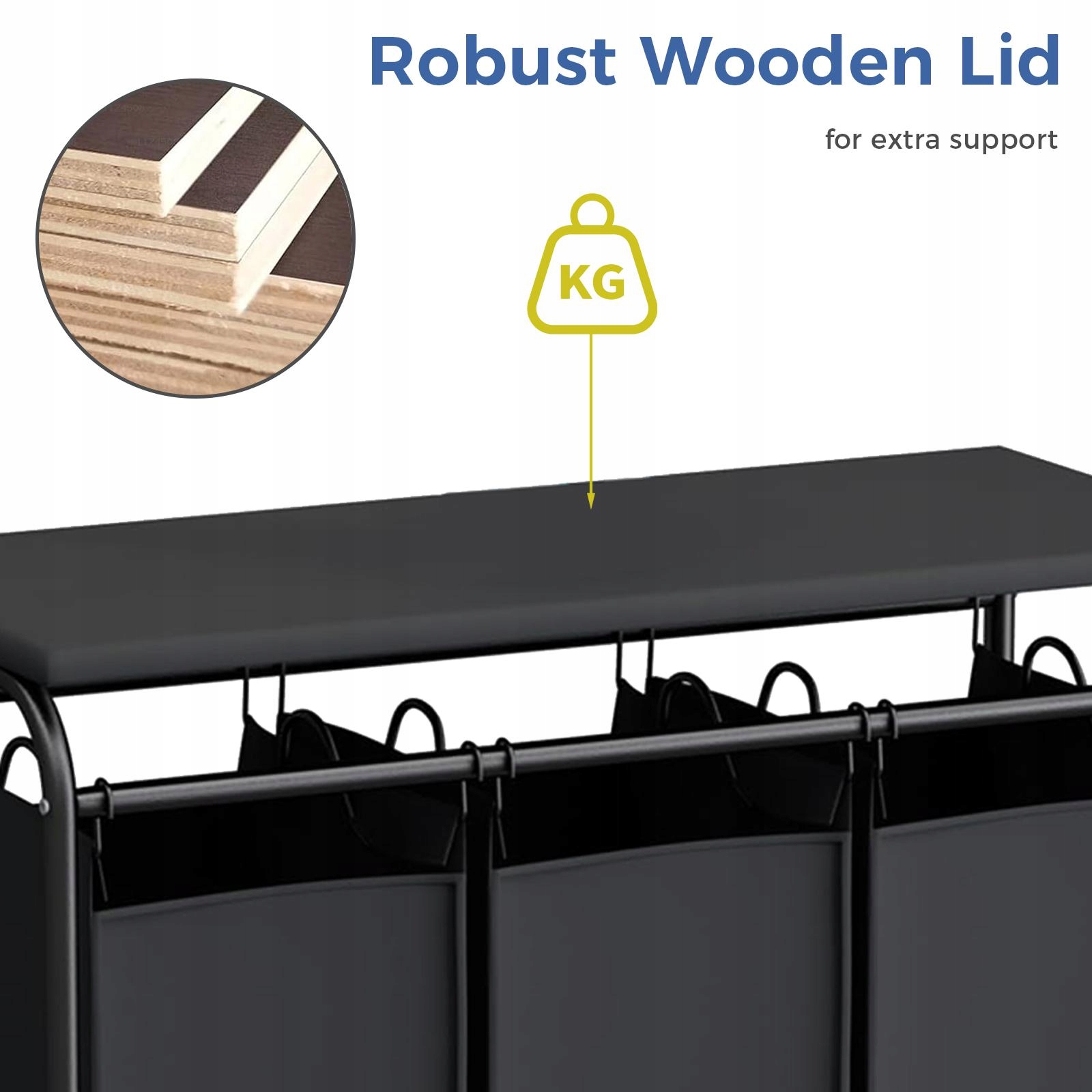 Levně Kolový pohyblivý třímřížkový třídicí vozík na prádlo s žehlicím prknem