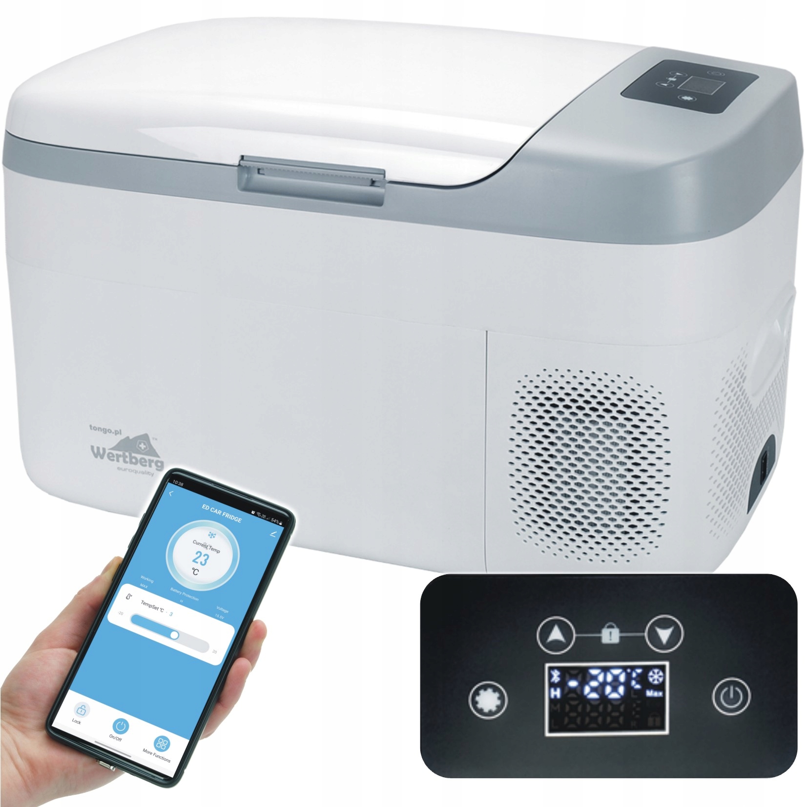 lodówka zamrażarka -20°C 12V/24V230V bluetooth Tuya samochodowa sprężarkowa