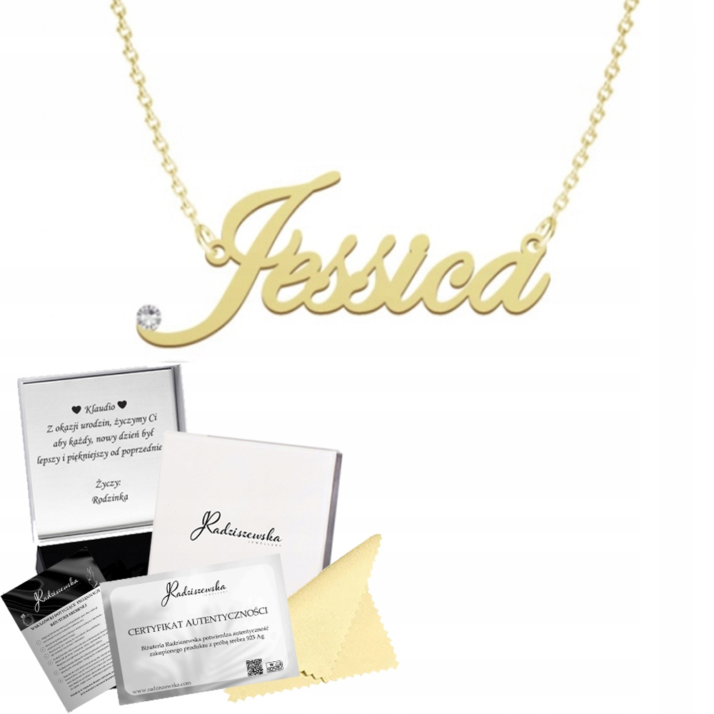 Zlatý Řetízek Se Jménem Jessica Stříbro 925 Dárek Žena Věnování
