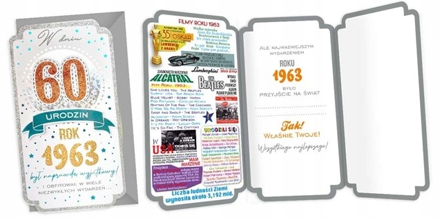 

Na 60 urodziny Kartka dla urodzonych w 1963 roku