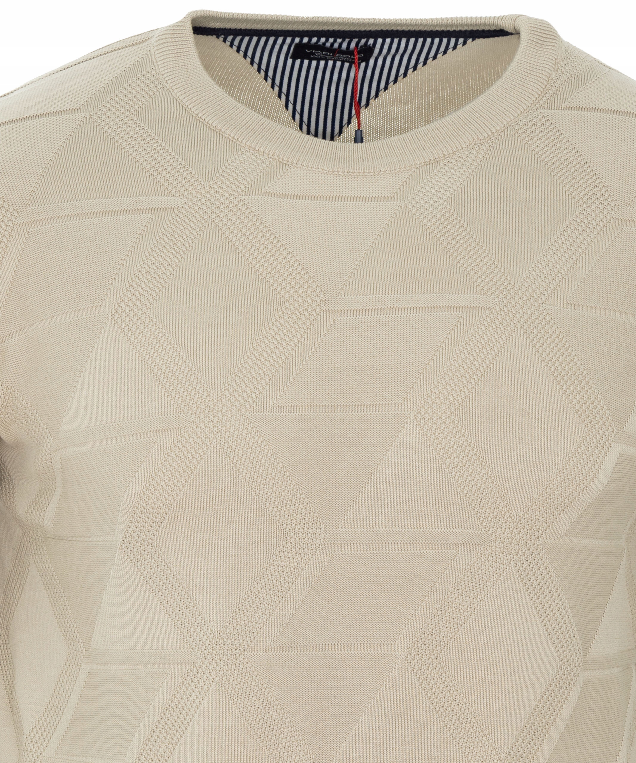 SWETER ELEGANCKI WYSOKA JAKOŚĆ 100%BAWEŁNA POD SZYJĘ Z WZOREM BEŻOWY L Marka inna