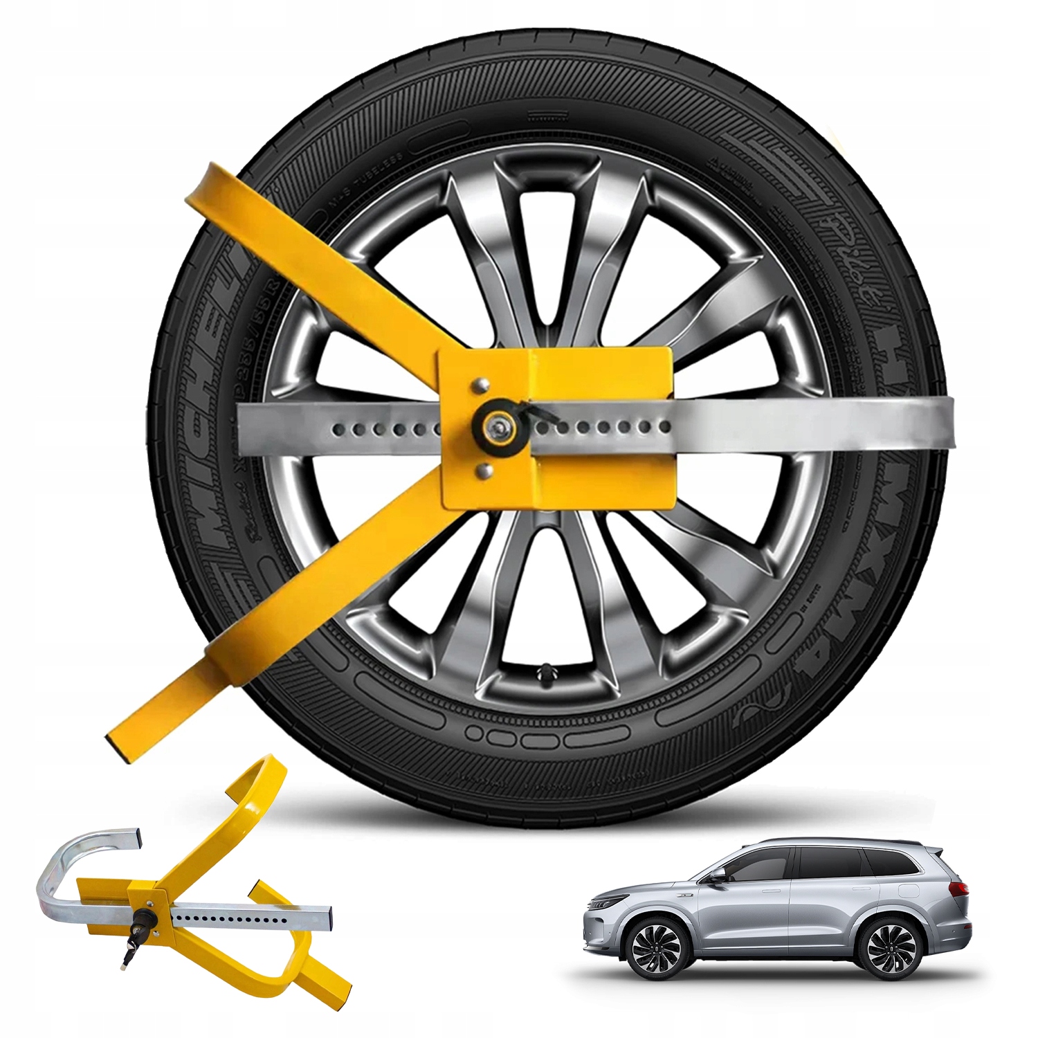 Kovový Zámek Kol Vozidla Se 2 Protikrádežovými Klíči 13-15 Palců