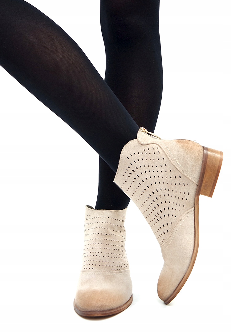 Damskie beżowe ażurowe botki Potocki 40 Rozmiar 40