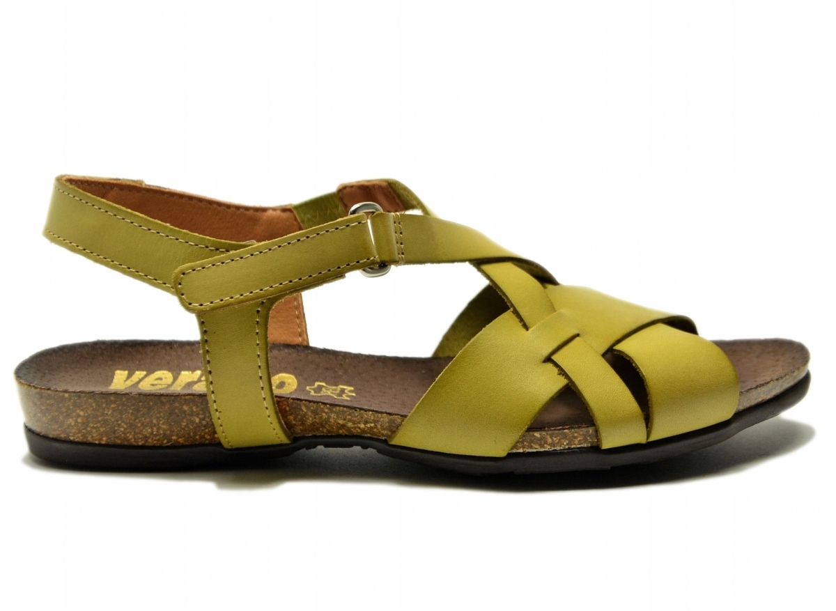 Sandály zelené 37 kůže Verano 674, kožené, ploché