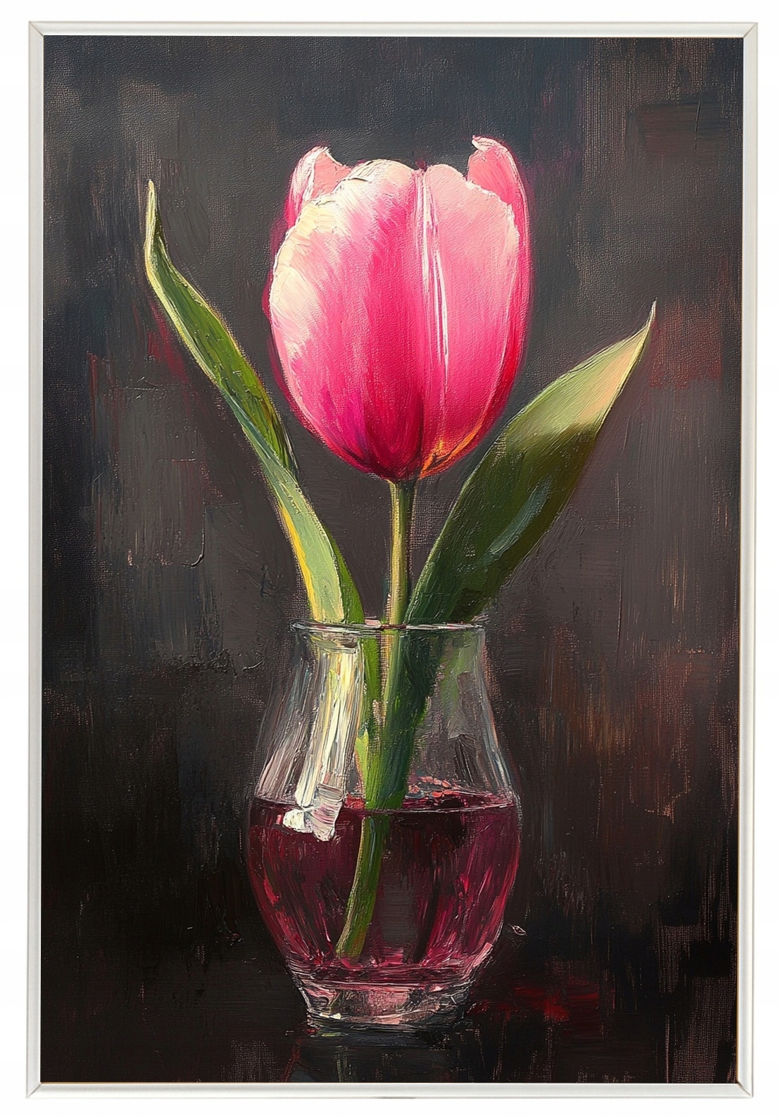 Rámeček Plakát Hliníkový, Olejový, Dekorace, Příroda, Květina, Růžový Tulipán , 40x60
