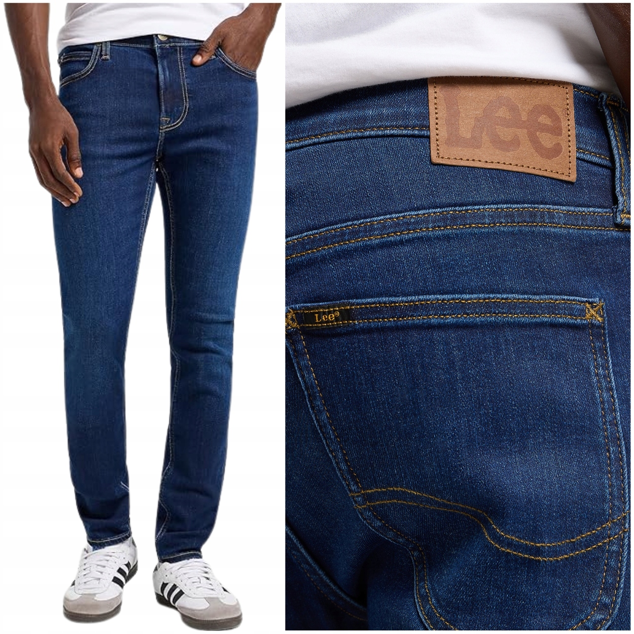 Lee Malone skinny Clipper elastické tmavé džínové kalhoty s trubičkami W32 L34