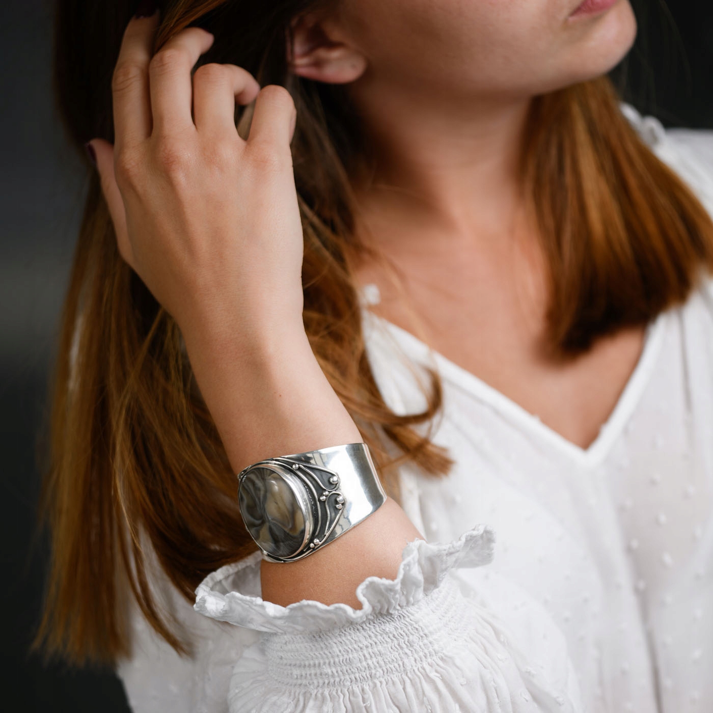 Bransoleta Artystyczna z krzemieniem pasiastym Kod producenta B209A