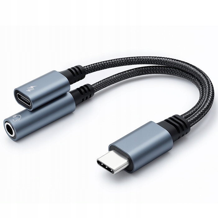 Kabel adapter Qoltec 2w1 Usb-c Usb-c Jack 3.5mm, Pd 15W, 0,1m