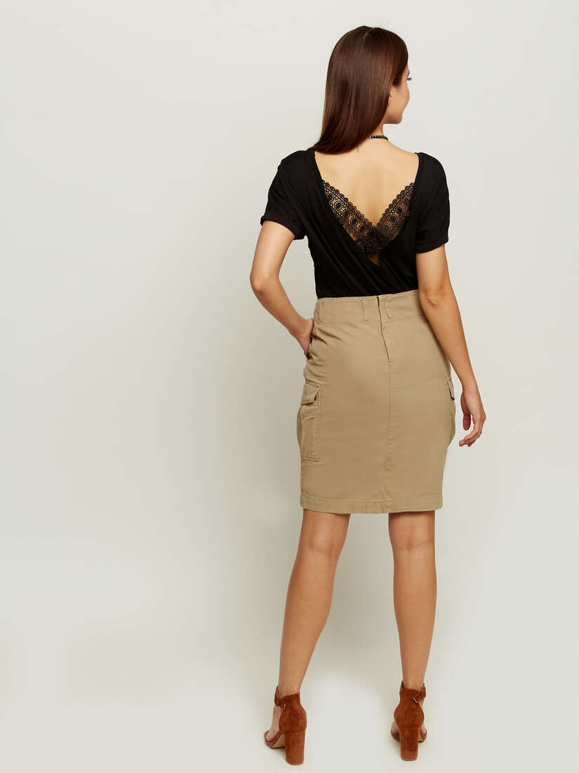 Spódnica bojówka khaki Długość przed kolano