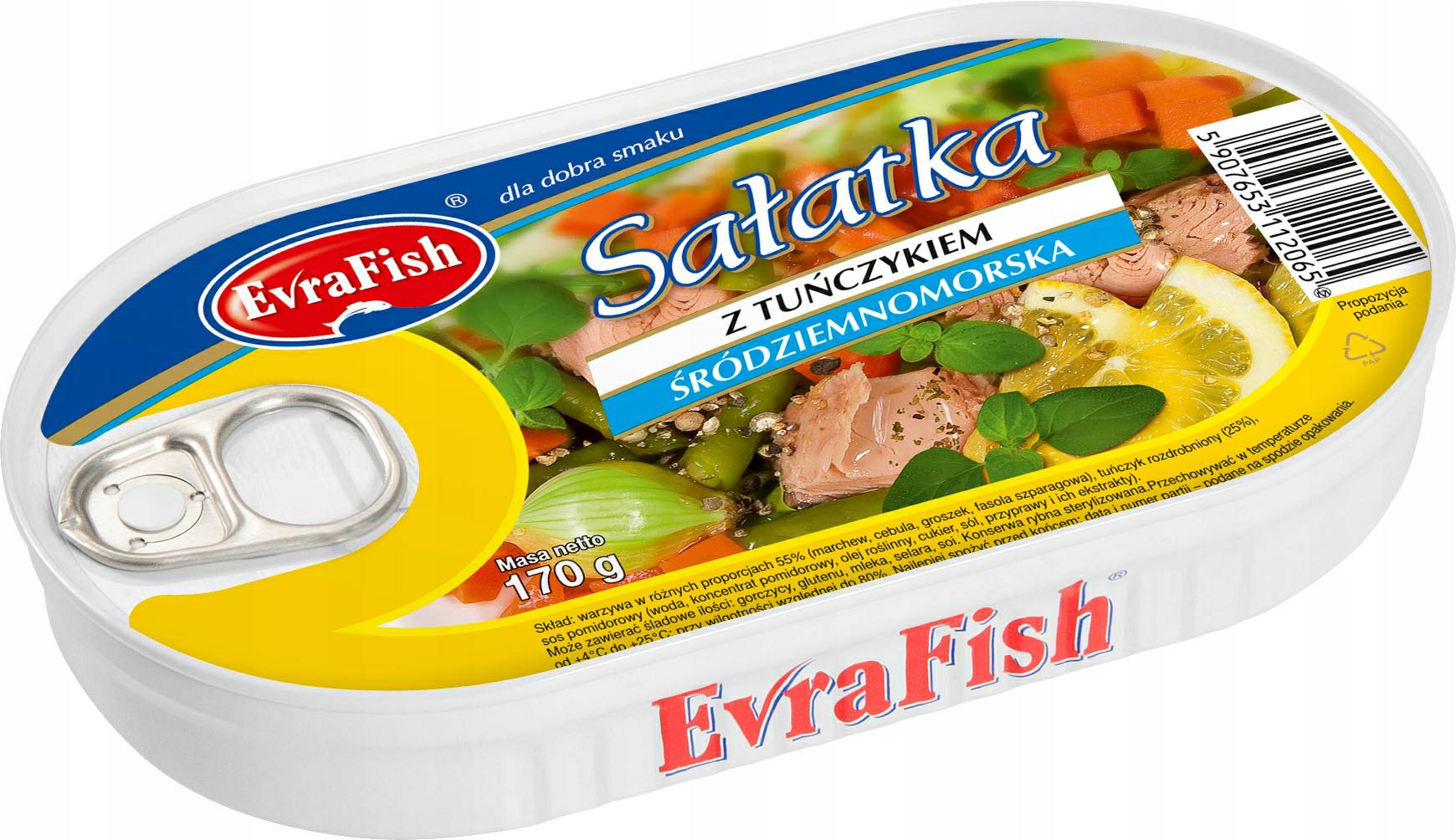 16 Sztuk Evra Sałatka Z Tuńczykiem Śródziemnomorsa 170G