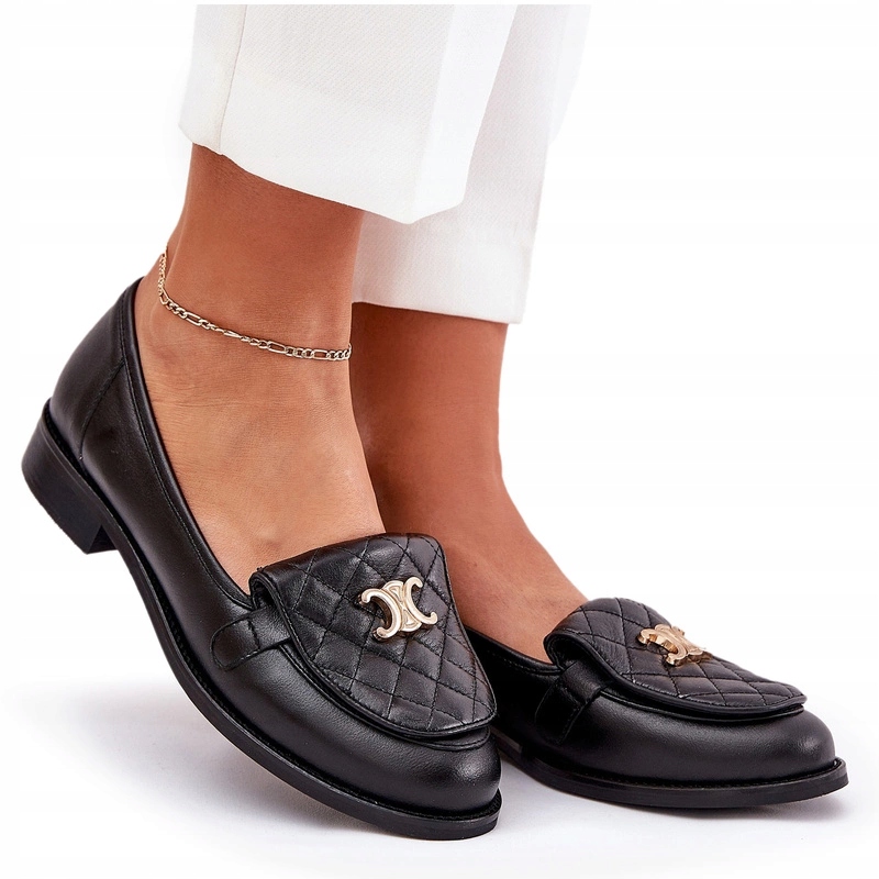 Mokasíny Přírodní Kůže Elegantní Laura Messi 2927 Černé 39