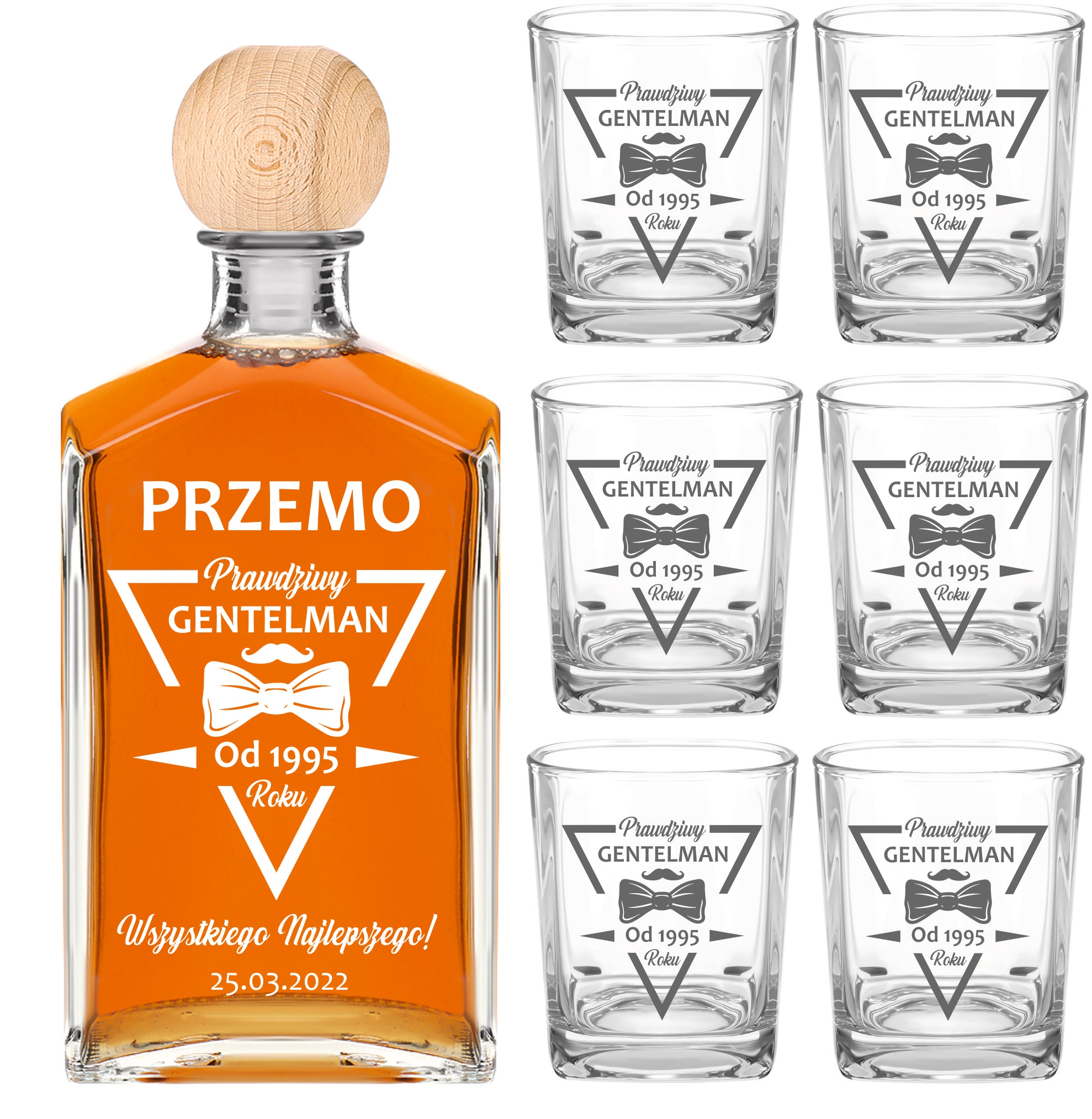 Karafa s gravírováním 6 Sklenic s gravírováním Na Whisky