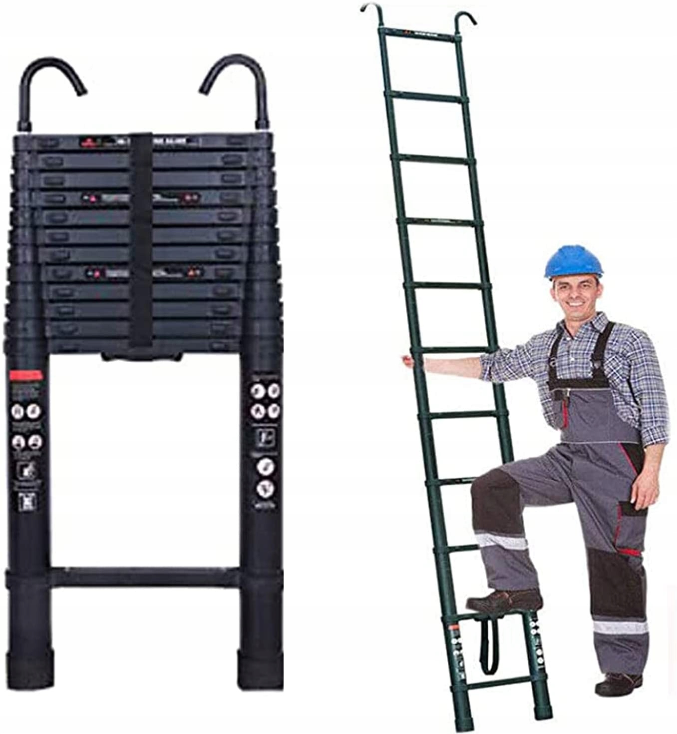 

Czarny Teleskopowa Drabina 6,2 m 620 cm Aluminiowa