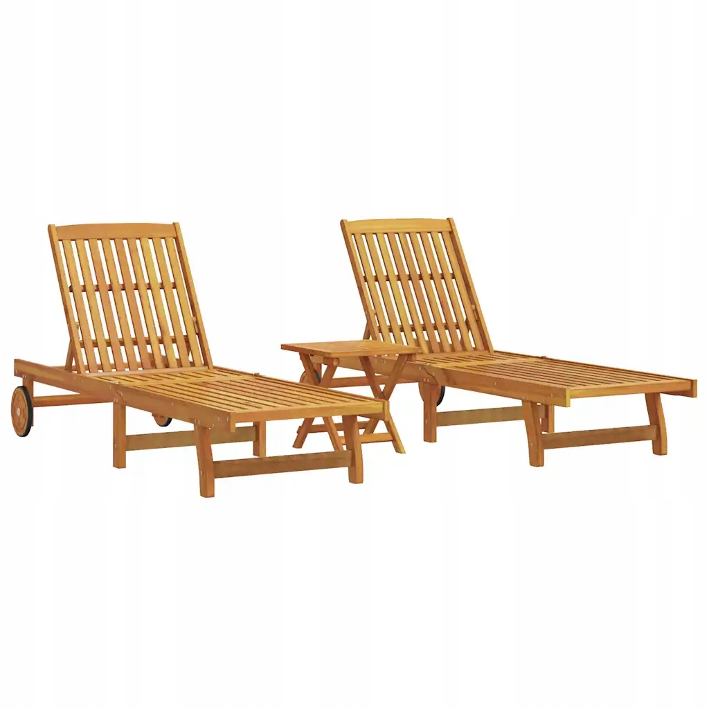 Akátové dřevěné lehátka s nastavitelným opěradlem 199 x 59/63 x 30/62/76/85