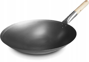 Wok z uhlíkové oceli, velký wok, kulaté dno 38 Cm (15 palců) Shine Farm