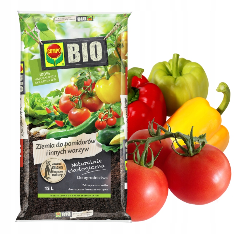 ZIEMIA PODŁOŻE DO POMIDORÓW I INNYCH WARZYW BIO OBFITE PLONY 15L COMPO